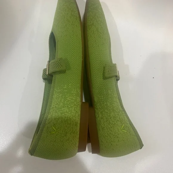 Vivaia Square-Toe Knit Mary Jane Flats Buckle Strap Green Size 8 EUR38 NWOT - Picture 7 of 9